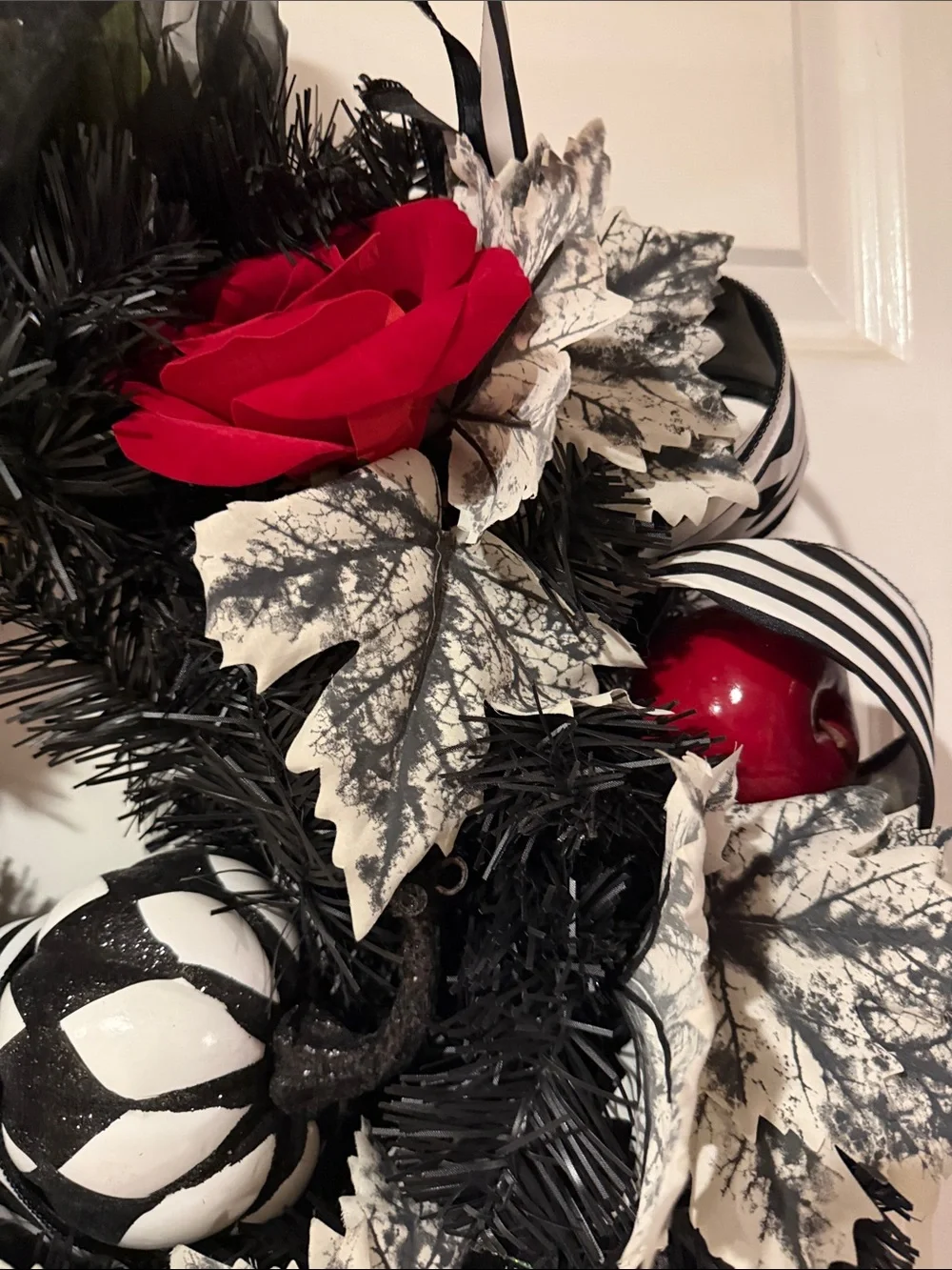 Whimsical Witch Door Wreath with Red Accents